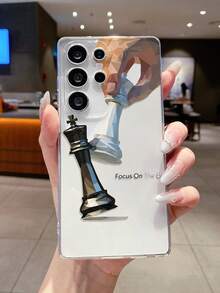 1pc Chessboard & Letter Patchwork Transparent Shockproof TPU Phone Case, Compatible With IPhone XS/XS Max/XR/11/12/13/14/15/16 Pro/Pro Max/14/15/16 Plus, Nothing, Pixel, INFINIX, Redmi Series, Can Be Given As Holiday Gift To Partner And Friends - Multicolor - View 3