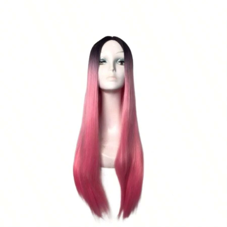 Straight Wig Without Bangs 70cm 250 Grams - 漸層粉紅色 - 查看 1