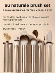 Real Techniques Real Techniques Au Naturale Makeup Brush 9 Piece Set, For Liquid, Cream, & Powder Eyeshadow, Foundation, Blush, Bronzer & Contour, Travel Friendly, Stocking Stuffer, Gift Set, Cruelty-Free