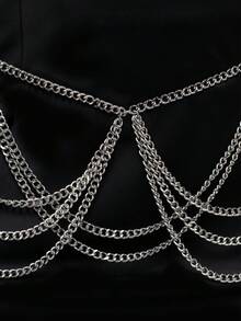 1件哥特式多层流苏吊坠腰链，适合日常佩戴、万圣节、节日和约会。 - 銀色 - 查看 4