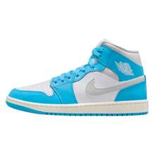Nike Air Jordan 1 Mid Dark Powder Blue White Grey BQ6472-400 Women Fashion Sneakers New Vintage-Spring Summer-Inspired Running Shoes, Shock-Absorbing Comfort, Gym To Streetwear-Back To School - Powder Blue and White - View 3