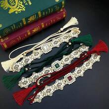 1pc Handmade Rope Waist Belt Chain, Gold Arabic Moroccan Robe Metal Waist Belt With Tassel Decor, Suitable For Summer, School Autumn, Autumn, Halloween - A - View 3