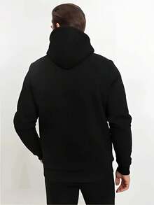 Hamilton Graphic Print Hooded Sweatshirt For Men & Women - Unisex Winter Warmth, Regular Fit, Machine Washable, Black & Grey Geometric Design, Winter Sweater, Casual Casual Attire, Warm Comfort Clothing, Ribbed Cuffs Comfort, Cozy Clothing, Streetwear Style, Comfortable Fabric, Long Sleeve Top, Streetwear Lovers Oversized Hooded Sweatshir,Minimalist Hoodie,Loungewear Hoodie,Distressed Streetwear Hoodie For Women Teen Girls - màu đen - Xem 2