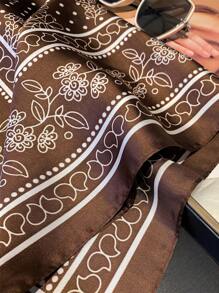 1pc Bohemian Style Paisley Print 70cm Square Scarf, Suitable For Casual And Fashionable Street Outings As Bandana, Headband, Headwrap, Outdoor Windproof And Sun-Protective Shawl To Accessorize Your Look For Dress - Chocolate Brown - View 3