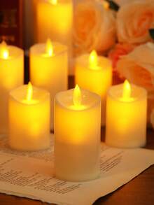 1 pièce Bougie LED brillante à mèche oscillante simulée avec pile, bougie électronique pour décoration de mariage, fiançailles, proposition, festival et anniversaire, bougie sans flamme à piles, plus léger de décoration d'intérieur, bougies de mariage, bougies de vœux - Huang Guang - Voir 5