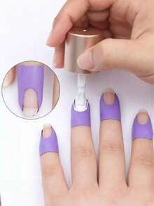 1pcs U-Shaped Nail Polish Protector Film - Disposable Anti-Overflow Stickers For Nail Art, Prevents Smudges & Mess, Perfect For DIY Manicures At Home & Salon Use - Màu tím - Xem 1