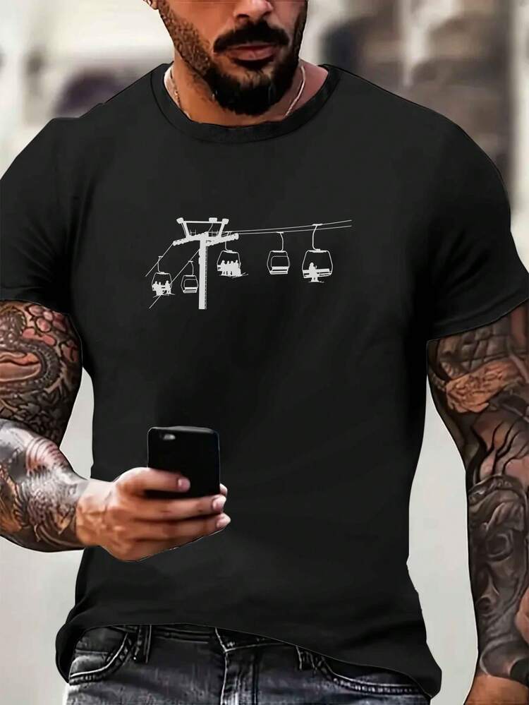 Camisetas de manga corta para hombres para primavera y verano con diseños impresos. - Negro - Añade 7