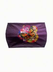 1pc Retro Butterfly Print Headband, Non-Slip Knotted Headscarf, Elegant Versatile Boho Style Headband, Elastic Wide Headband, Absorbent Headband For Exercise Yoga, Cute Headband For Women Hair Accessories Sports Hair Bands Women Turban Running Hair Wrap Cycling Sweatband Autumn Accessories Women Bandana Fashion Head Wrap Fall Head Band Winter For Vacation Outfits Woman