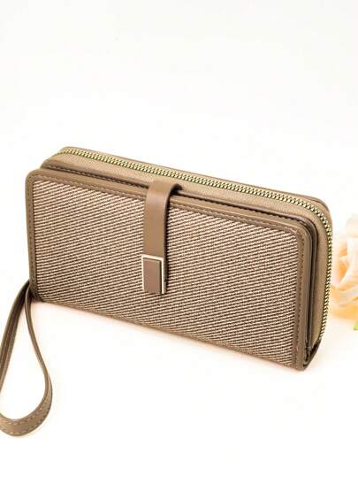 Women's Mini Handbag Wallet Sophisticated Snap Closure Colorblock Soft PU Leather Long Wallet Multi-Functional Large Capacity Card Holder Zipper Coin Purse Lightweight & Fashionable For Women Wallet Purse Wallet Wristlet Wallet