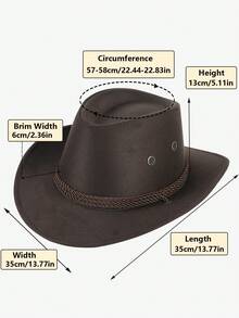 LEAJOURNO. 1顶男女通用绳编毡牛仔帽，适合所有季节 - 咖啡棕 - 查看 5