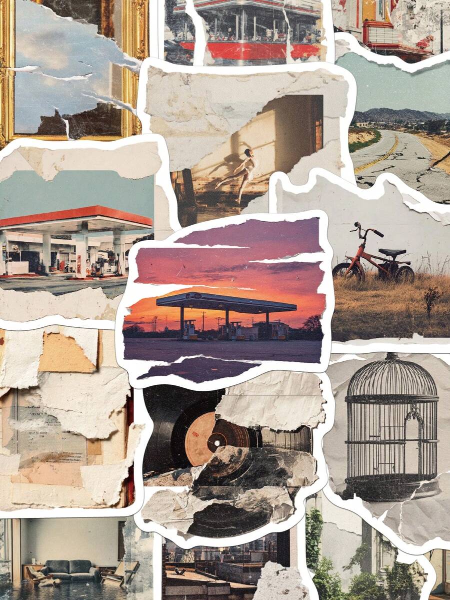 50pcs Graffiti Rip Photo Stickers Personalised Art Design Patterns For Notebooks Office Supplies & Accessories Decorations Self-Adhesive Decals Non-Repeating Great For Holiday Gifts And Christmas Halloween! - Multicolor - View 1