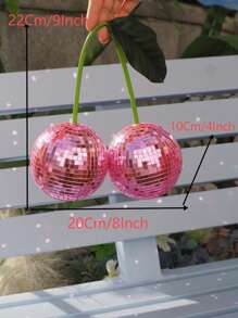 Kirsch Discokugel Dekoration für Wand und Zuhause, hängende Kirsch Discokugel, rosa Frucht Disco Dekoration (rosa), perfektes Geschenk für Geburtstag, Abschluss, Weihnachten, Weihnachtsdekoration, Halloween, Schlafzimmerdekoration
