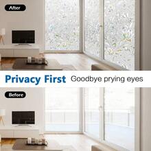 Decorative Heat Reduction Window Cover Frosted 3D Stained Window Film Static Cling Removable Window Decal For Kitchen For Office For Bathroom - Multicolor - View 3
