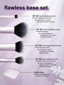 Real Techniques,Limited Edition Luminous Glow Mini Kit 5Pieces Gift Set,Mini Kit Teint Lumineux,Mini Kit Brillo Luminoso,Storage Tray Included,RT200 Mini Expert Face Brush Firm Bristles,RT407 Mini Multitask Brush Tapered Design,RT307 Mini Shading Brush Short,Dense Bristles,RT402 Mini Setting Brush Soft And Fluffy Bristles,Brush Tray Store And Display Your Favorite RT Brushes,Brush Set,Makeup Brush Kit,Make Up Brush Set,Make Up Set Complete,Makeup Brush Set,Complete Makeup Kit,Brush Kit,Brushes Makeup Set,Makeup Gift Set - View 3