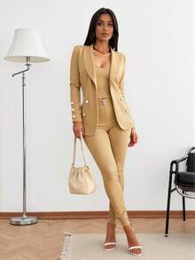Women Suit Sets - 米色 - 查看 1