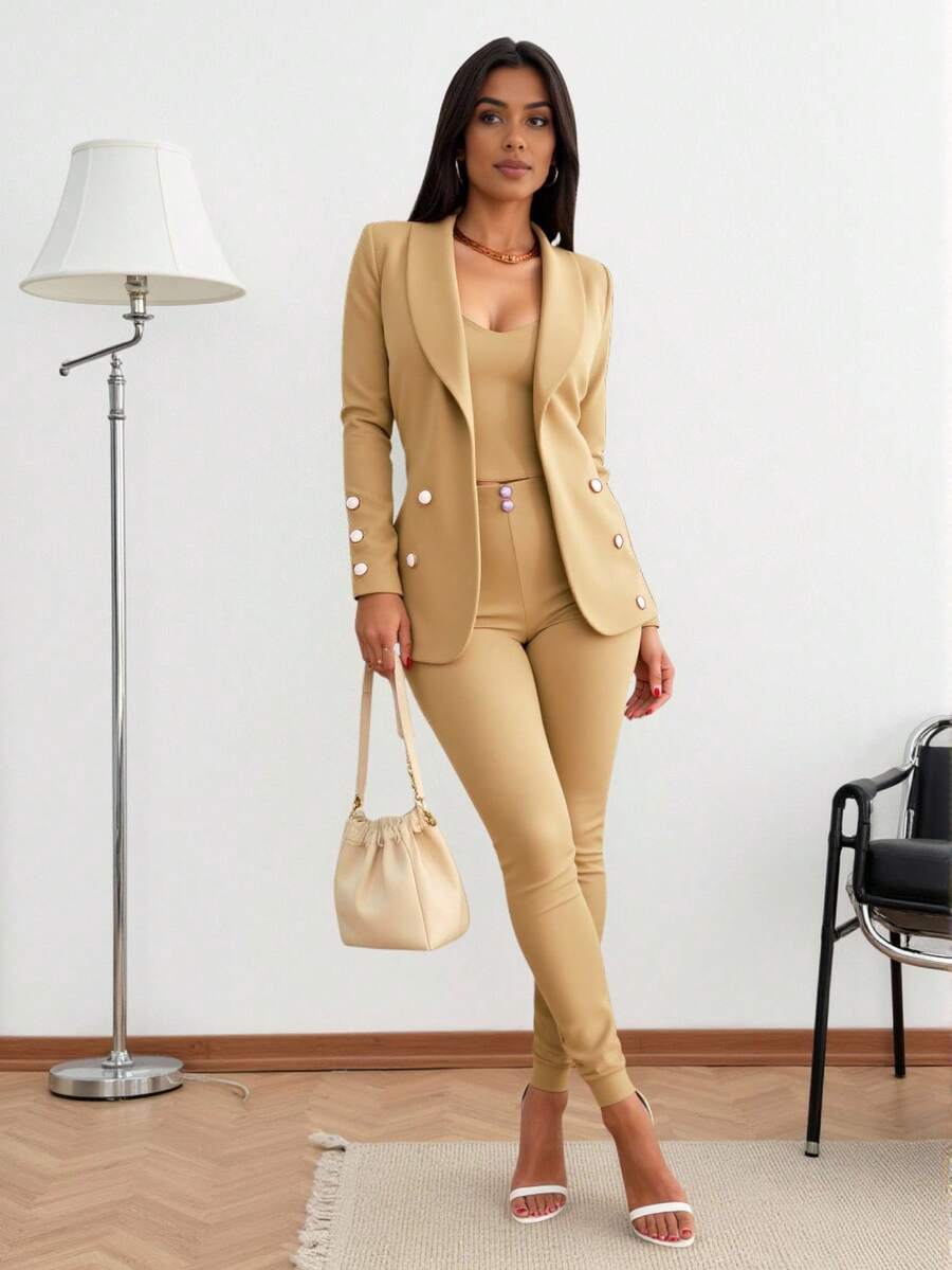 Women Suit Sets - 米色 - 查看 1