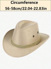 LEAJOURNO. 1pc Unisex Rope Felt Cowboy Style Outdoor Hat, Suitable For All Seasons - Apricot - View 3