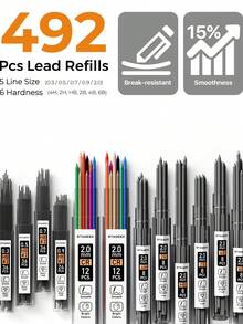 34PCS Art Mechanical Pencil Set, Drafting Pencil 0.5, 0.7, 0.9MM & 3PCS 2.0MM Mechanical Drawing Pencils With 384PCS Leads (6B 4B 2B HB 2H 4H Color) For Artist Sketching Drawing - 黑與白 - 查看 6
