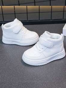 1 双高帮舒适平底休闲运动鞋，适合婴幼儿，适合四季日常户外穿着 - 白色 - 查看 5