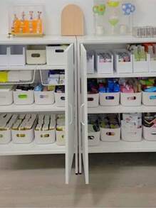 Panier de rangement pour chambre à coucher transfrontalier, boîte de rangement en plastique minimaliste à main, autocollant de style INS pour dortoir, boîte de rangement de grande capacité, accessoires de salle de bain, décoration de chambre