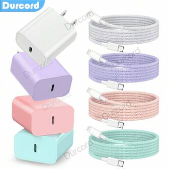 2PCS/1PC 快速充电器套装，20W（最大）PD USB C 壁式快速充电器适配器，带 6FT USB C 转 Lightning 线缆，兼容 14 Pro Max/14 Pro/14 Plus/14/13/12/11/XS/XR/8/7/6、iPad 系列，适用于旅行、办公室、宿舍和家用充电器