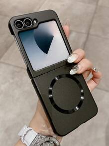 超薄磨砂磁吸手机壳，兼容三星 Galaxy Z Flip 3 4 5 6 7，支持无线充电，纤薄硬质 PC 保护壳，防水、防震、防摔、防刮花 - 黑色 - 查看 2