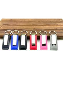 Customized PU Leather Keychain For Men And Women Metal Car Logo Key Chain Pendant Gift Laser Engraving Retro Vintage Keyring - Multicolor - View 3