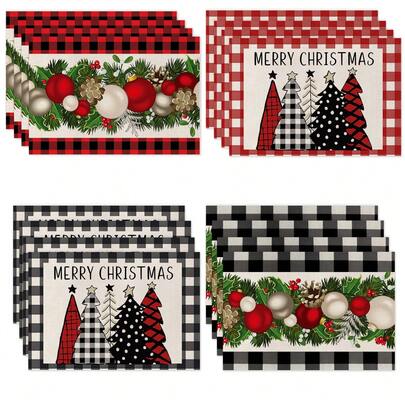 4 pièces Sets de table de Noël résistants à la chaleur, résistants à l'huile et aux taches, dessous de vase beige, dessous de tasse à café, lavables, faciles à nettoyer, essuyables, antidérapants, résistants à la chaleur, convenant pour la chambre, la table à manger, la maison, la décoration de fête, idéal pour les vacances, les fêtes, les rassemblements, les anniversaires, les mariages, les cadeaux, les dîners, l'extérieur, les pique-niques