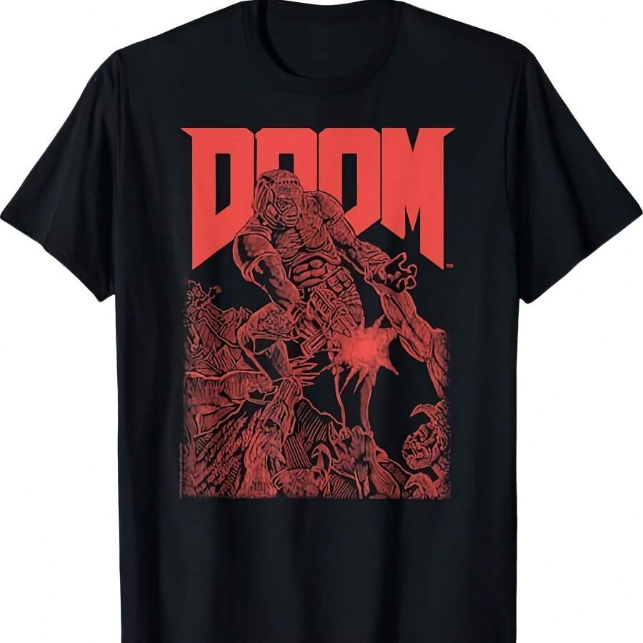 DOOM Red Sketched Cover Art Retro Video Game T-Shirt - Đen 8 - Xem 1