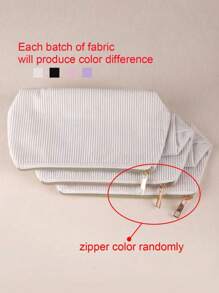 1/2pcs Corduroy Solid Colour Cosmetic Bag,Large Capacity Pencil Case Corduroy Cosmetic Bag,Portable Travel Toiletry Bag,Back-To-School Gifts, Stationery And School Supplies, Travel Reusable Storage Bags,Aesthetic Makeup Storage Bag