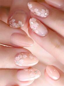 1张指甲油贴纸套装，夏季美甲贴纸，自粘指甲油贴纸，防水持久，时尚凝胶美甲贴纸，DIY美甲用品 - 粉色 - 查看 5