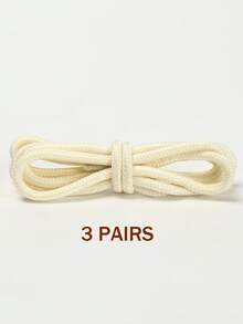 3 Pairs Polyester Braided Shoelaces, Round Laces For Sneakers, Outdoor Running Shoes, Canvas Shoes, Classic Solid Color Versatile Shoe Accessories
