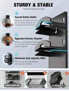 1pc Hat Storage Organizer Rack Baseball Cap Holder Wall-Mounted Hat Rack - Strong Load-Bearing Capacity, Equipped With Strong Adhesive And Screws, Large-Capacity Hanging Storage Box, Suitable For Home And Wardrobe Use.