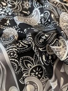 1pc Faux Silk Simple Paisley Floral Print 70cm Square Scarf, Men's Bandana, Versatile Neck Scarf, Head Wrap