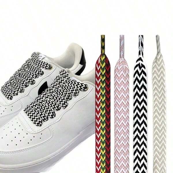 3pcs Fashionable Wide Braided Colorful Shoelaces - Design, Create Unique Style, Perfect For Sports Shoes And Casual Shoes