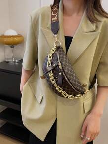 Bolsa de Cintura/Bolsa Transversal Conectada por Corrente Acrílica Casual e da Moda, Versátil Retrô, Presente de Natal