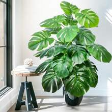 63-103cm /40.5inch Artificial Monstera Plants Fake Palm Tree Plastic Turtle Leaves Green Tall Plants For Home Garden Room Decor