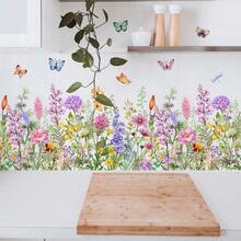 1pc Colorful Flower And Sunflower Butterflies Wall Sticker, Suitable For Bedroom, Living Room, Study Room Home Decoration, PVC Self-Adhesive Removable Cartoon Sticker, Home Decoration, Room Wall Decoration Room Decor Wall Stickers Stickers