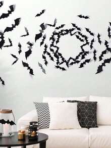 Bat Decorations - 3D Bat Wall Stickers, 4 Sizes, Reusable For DIY, Bathroom, Bar, Office, Indoor, Halloween Party Supplies, Home Decor Fall Autumn,Christmas - Multicolor - View 10