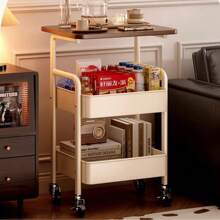 1 pieza Estantería de sofá, Estantería de oficina, Estantería de dormitorio, Estantería de almacenamiento de cocina, Estantería móvil de varios niveles para exhibir libros, Carrito de almacenamiento, Perfecto, Sencillo, Carrito de almacenamiento de moda