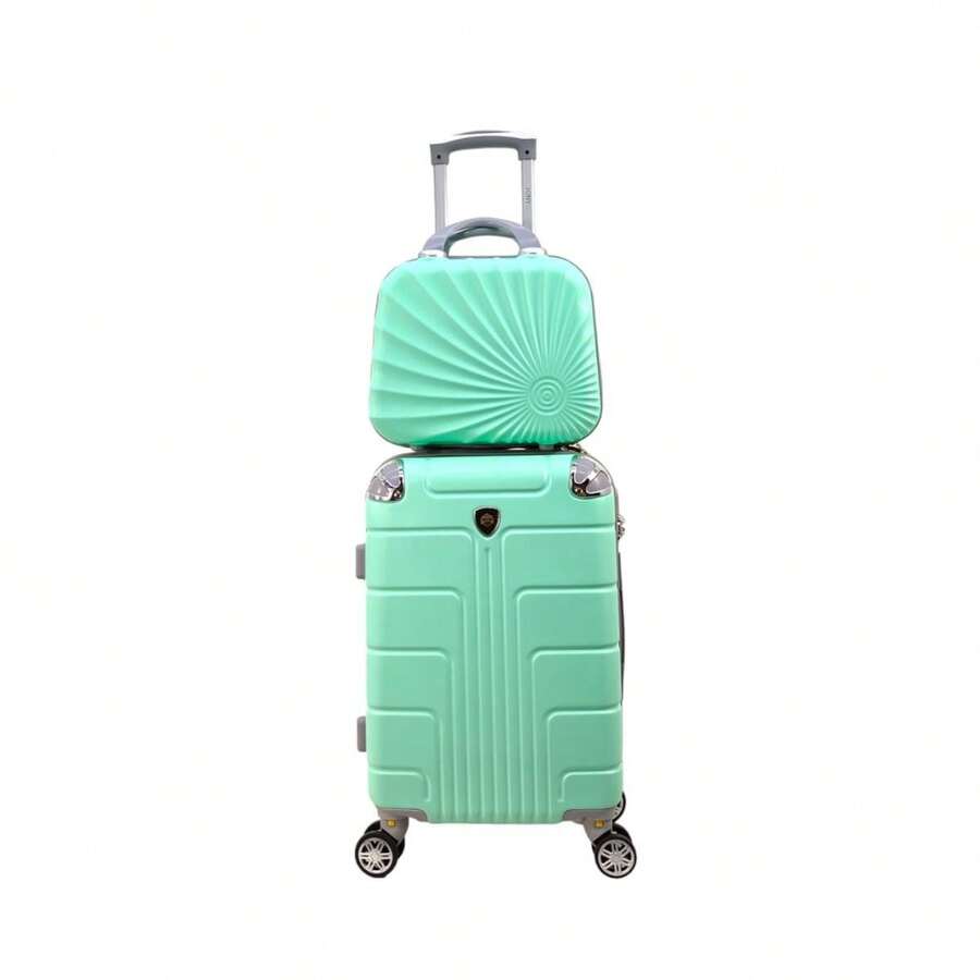 Maleta de cabina 18 pulgadas color menta con candado combinación fija equipaje de mano rígido ruedas giratorias 360 grados maleta ligera portátil para viajar avión y carretera accesorios de viaje resistente moderno y funcional - Azul menta - Ver 1