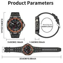 ساعة ذكية للرجال للرياضة الخارجية GZYR 2025 الجديدة، مزودة بضوء LED عالي الطاقة، شاشة لمس كاملة HD بحجم 1.85 بوصة (4.7 سم)، اتصال لاسلكي، بطارية طويلة الأمد 760 مللي أمبير، بوصلة، أكثر من 100 وضع رياضي، مقاومة للماء بمعيار IP68، مراقبة الصحة، متوافقة مع أندرويد وآي أو إس، هدية مثالية.