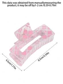 Large Sweet & Chic Pink Rectangular Hair Claw Clip, Strong Grip, Minimalist Daily Women's Hair Accessory, Suitable For Thick/Thin Hair, Elegant & Cute Casual Street Style, Suitable For Spring, Summer, Autumn, Winter Fashion Hair Clip Elegant Hair Accessories