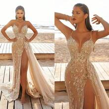 Spring New European And American Women's Dress Strap Sleeveless Lace Hollow Long Dress For Women - 金色 - 查看 4