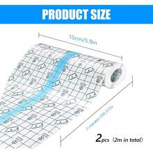 2 卷防水绷带，透明弹力创可贴，防水敷料膜，纹身后护理皮肤保护，游泳和淋浴透明膜（15 厘米 X 2 米）