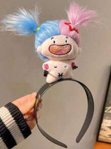 1 Pc Crazy Doll Headband, A Funny And Playful Cartoon Doll Hair Accessory, A Cute And Interesting Girl's Hair Ornament, Hair Accessories, Hair Band, Hair Hoop, Hairband For Women, Home Beauty Women Accessory Gifts ,Costume Head Accessories - Double Blue and Purple - View 6