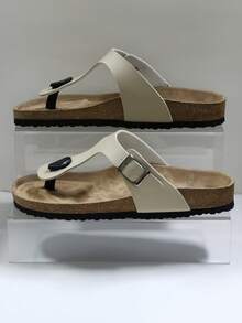 Fashionable Buckle Flat Soft Wood Sandals, Vacation Style Summer Beach Casual Non-Slip Slippers, Unisex