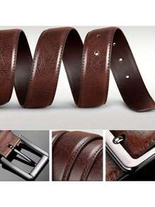 1 Stück Herren Leder Gürtel mit Schnalle, Lässig Retro Stil, geeignet für Jeans, Vatertags- & Valentinstags-Geschenk