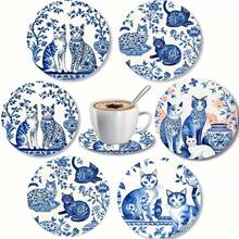 Set de 6 posavasos de madera con marco de porcelana azul y blanca, adecuados para la decoración de la sala de estar, dormitorio y cocina, 300 sets/1800 piezas - Multicolor - Ver 3