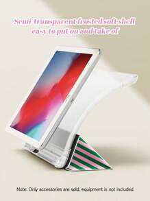 1pc Pink & Green Striped IPad (A16) 11 Inch 11th Generation 2025 Pattern Protective Case, Compatible With IPad 10.2 Inch 2021/2020 IPad 10th/9th/8th Generation, Compatible With Samsung Galaxy Tab A8 10.5 Inch 2022, Tablet Protective Cover With Pencil Holder, Support Auto Sleep/Wake Cover - Multicolor - View 5